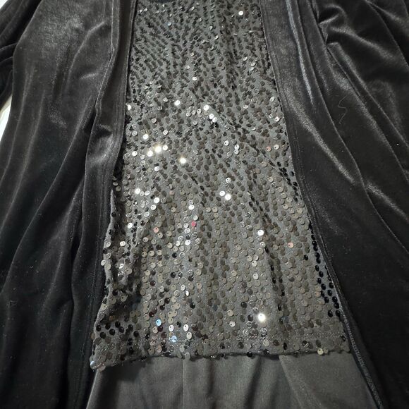 Notations Black Velvet & Sequin Twofer Jacket/tank Size 2XL Dressy Holiday - Picture 2 of 9